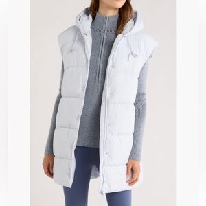 ZELLA Longline Hooded Puffer Vest | Blue Ancient | Size L
